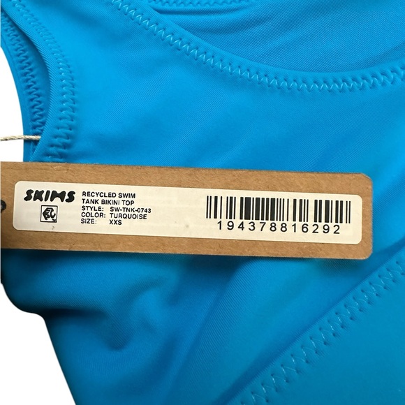 SKIMS Recycled Swim Tank Bikini Top in Turquoise - Picture 6 of 7